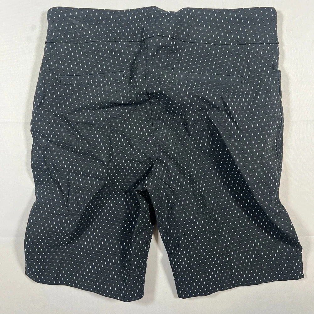 Hilary Radley Pull On Bermuda Shorts Womens Small Black Micro Polka Dot Mid Rise